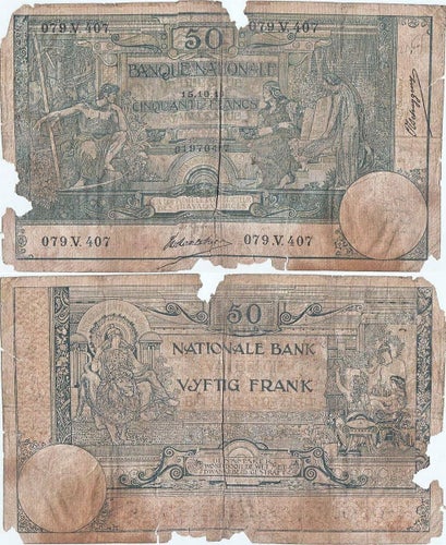 1910 (15 October), 50 Francs - Belgium | P-68a
