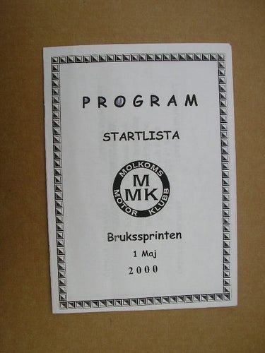Rally Program Molkom Brukssprinten 1/5 2000