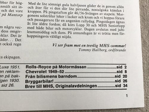 MOTORHISTORISKT MAGASIN NR 5 1980 ROLLS ROYCE,CHEVROLET 49-52,GAMLA BILAR