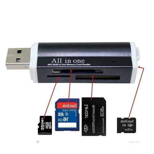 Micro USB 2.0 Memory 4 in 1 Card Reader Adapte Aluminium alloy
