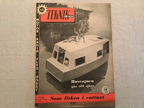 TEKNIK FÖR ALLA NR 14 1955 HUSVAGN PÅ SJÖN,TEFAT,URFABRIKEN I SVÄNGSTA,PUCH MS