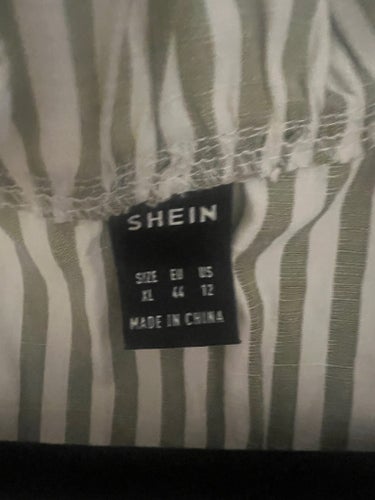 SHEIN grön, vit klänning, storlek XL
