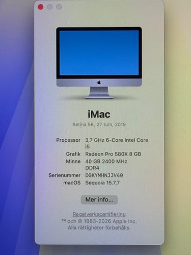 iMac Retina 5K, 27 tum, 2019