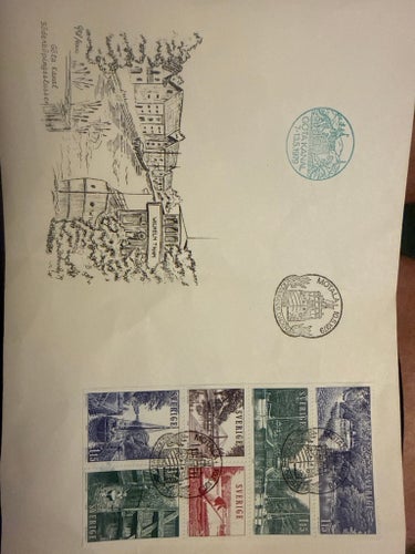 Frimärken på brevpapper från 1979 - Motala och Göta kanal