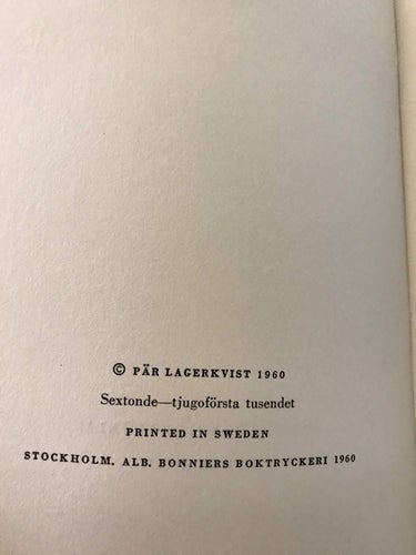 AHASVERUS DÖD Pär Lagerkvist 1960