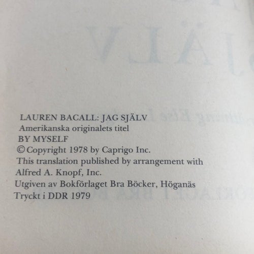 Jag själv, Lauren Bacall