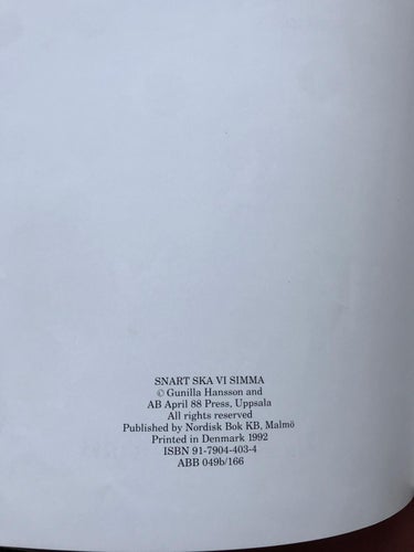 SNART SKA VI SIMMA Gunilla Hansson 1992