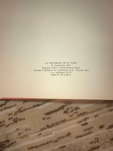 Direktör Pumps Testamente av Hergé, 1a upplaga 1972