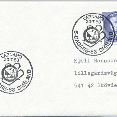 Minnespoststämpel Värnamo 5-Dagars-83 Småland 1983