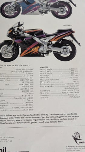 Yamaha FZR1000 - broschyr