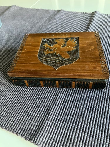 Träskrin SLUPSK. 15 x 11 x 3 cm. Antar polsk