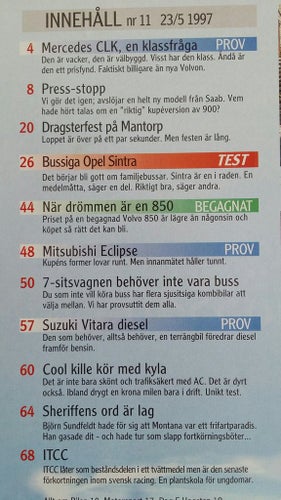 Teknikens Värld 11 1997: Mercedes CLK 320, Opel Sintra, Suzuki Vitara Diesel