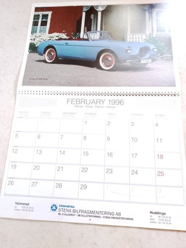 Väggkalender Classic Cars 1996