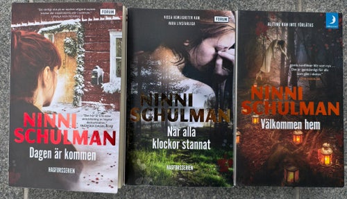 NINNI SCHULMAN bokpaket Välkommen hem, När alla klockor stannat, Dagen är kommen