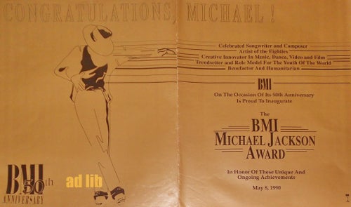 MICHAEL JACKSON - THE BMI 50TH ANNIVERSARY AWARD, STOR TIDNINGSANNONS 1990