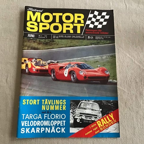 MOTORSPORT NR 6 1968 VELODROMLOPPET,BERTONE FIAT 850,SAAB TRIMNING,SPANIEN GP