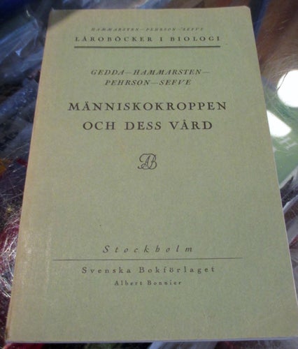 Gammal lärobok i Biologi, Människokroppen och dess vård, 1943