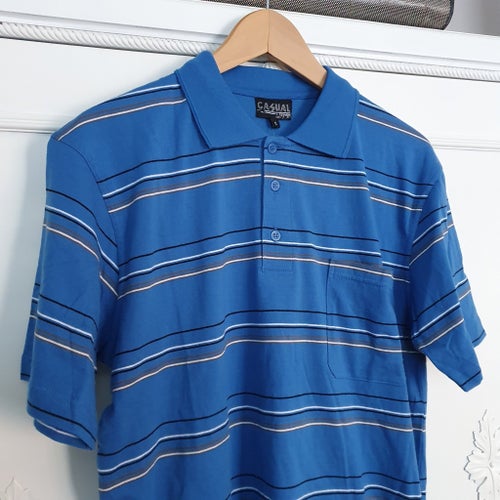 CASUAL EST 1978 blå pikétröja, storlek S - Ny med lappar