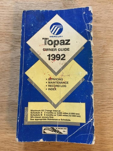 1992 Mercury Topaz Owner Guide