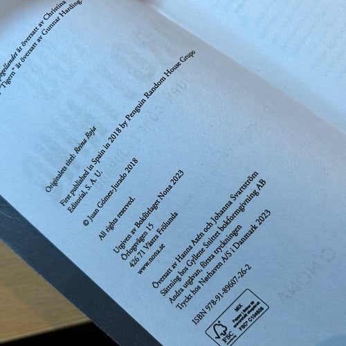 Röd drottning av Juan Gómez-Jurado, bok, very good plus