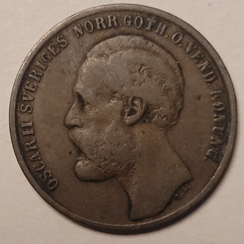 Oscar II 2 Öre Riksmynt 1873