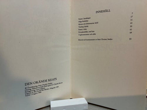 Den okände Keats John Keats sonetter i svenska tolkningar av Christer Swahn