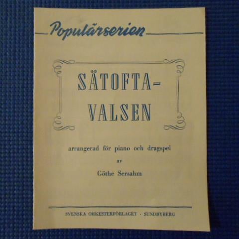 Sältoftavalsen arrangerad för piano och dragspel av Göthe Sesahm
