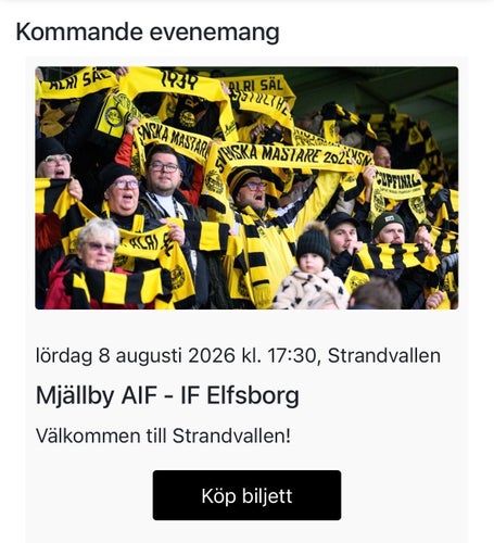 1 st biljett till Mjällby AIF - Elfsborg (hemmaståplats) 2026-08-08