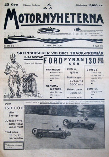 Motornyheterna 1932-14 Racerbåt..Singer 9 Swallov Minx