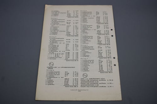 AGA Prislista för katalog nr 1120 B & 1121 över , svetsning, skärning ,Juli 1953