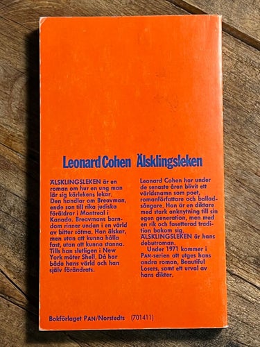 SÄNKT PRIS! Leonard Cohen - Älsklingsleken (Pan Norstedts) Pocket bok