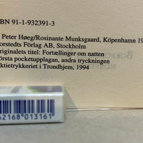 Berättelser om natten av Peter Höeg. Very good plus