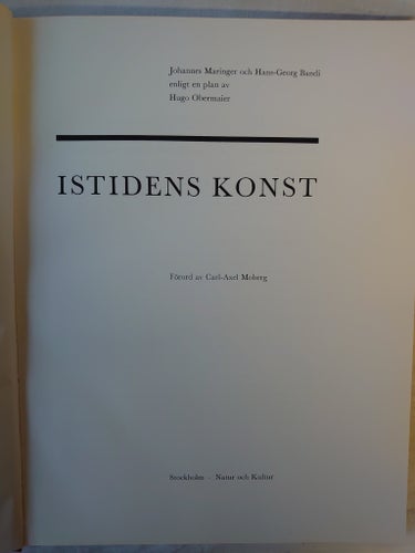 Istidens konst. Maringer, Johannes och Bandi, Hans-Georg. 1955