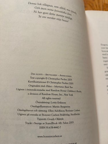 Den Äldste av Christopher Paolini, 2005