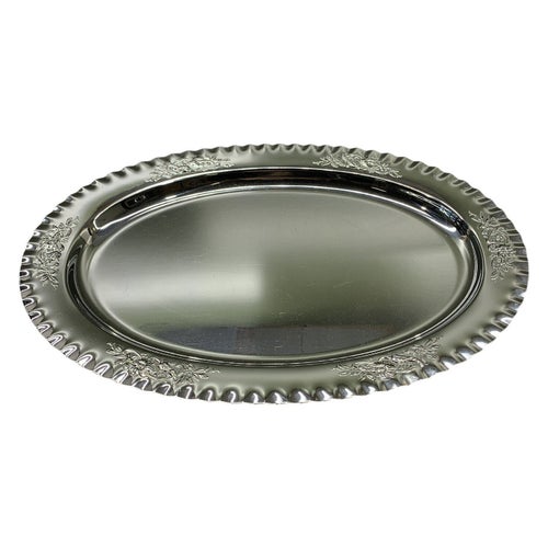 Nilsjohan Serveringsfat Oval Silverbricka Vintage Bricka Nickel-Crom Retro