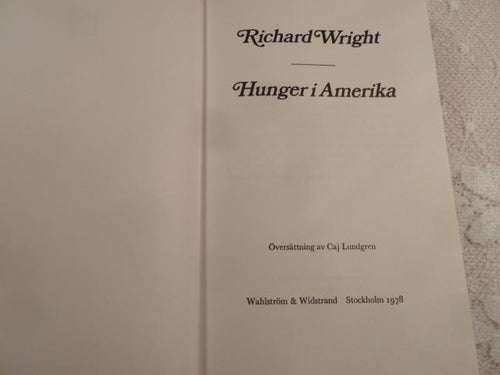 HUNGER I AMERIKA, R. WRIGHT, 1978,  BÖCKER