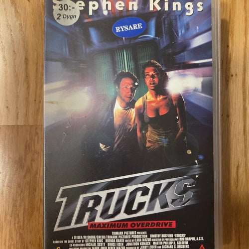 Trucks Maximum Overdrive Stephen King horror skräck VHS f.d. hyrfilm ex-rental
