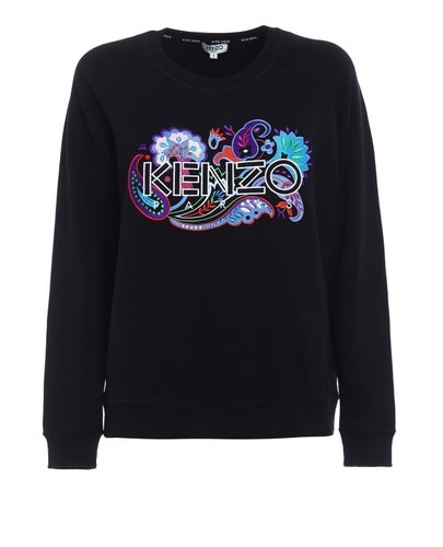 KENZO sweatshirt svart broderad strl S, nästan ny