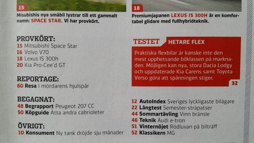 Vi bilägare nr 10 2013: Lexus IS 300h, Toyota Verso, Dacia Lodgy, Kia Carens