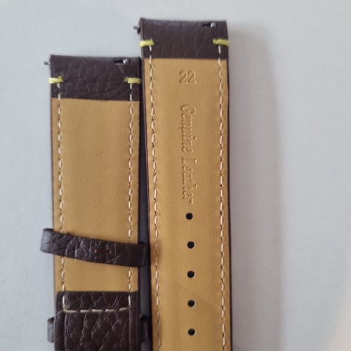 Brunt 20mm Läderarmband, sytt 2 pipe 3D