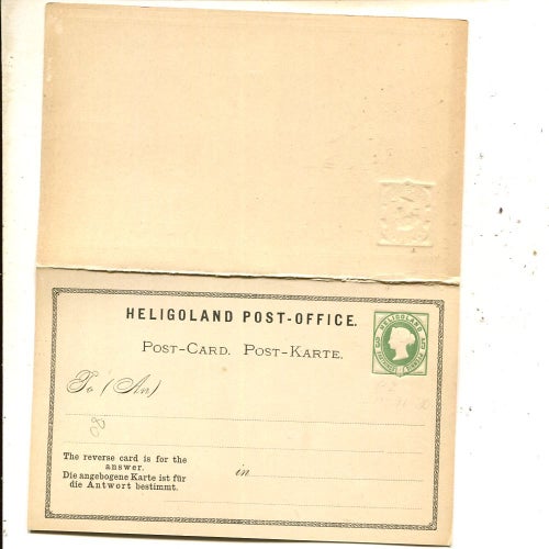 Heligoland QV double postal card, mint