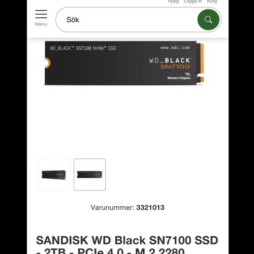 SANDISK WD Black SN7100 SSD - 2TB - PCIe 4.0 - M.2 2280