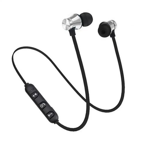 Bluetooth Headset Silver - Trådlösa hörlurar bluetooth Krom, laddkabel medföljer