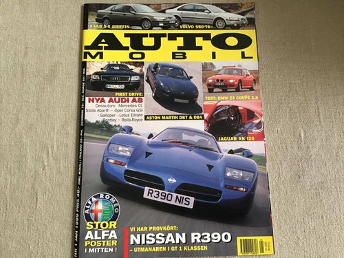 AUTOMOBIL NR 1 1999 POSTER ALFA 166,NISSAN R390 GT1,JAGUAR XX 120,SAAB 9-5,BMW Z