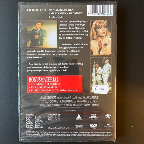 SCARFACE. AL PACINO. MAFFIA - THE CLASSIC DVD COLLECTION 4. DRAMA. INPLASTAD