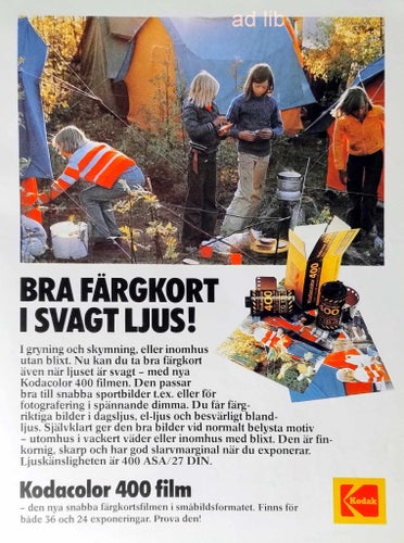 KODAK - KODACOLOR 400 FILM, REKLAM TIDNINGSANNONS 1978