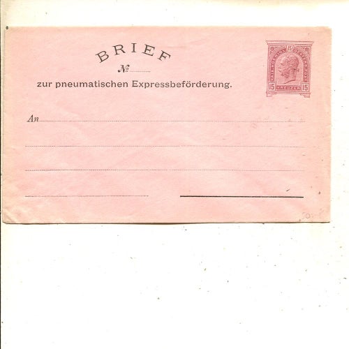 Austria 15kr pneumatic stationery cover, mint