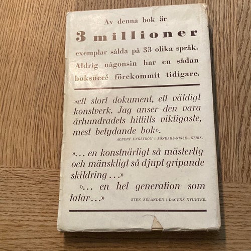 På Västfronten Intet Nytt - Erich Maria Remarque - 1931