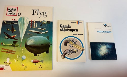 Retro faktaböcker – Flyg, Gamla skjutvapen & Universum