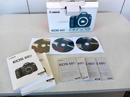 Originalkartong till Canon EOS 60D med Originalmanualer & 3 CD-skivor!